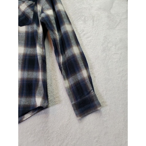 21 MEN Shirt Men Small Navy Multi Plaid Flannel 100% Cotton Collared Button Down - Picture 6 of 9